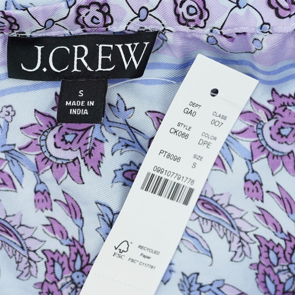 New J.CREW Size S Open Back Halter Top Dusty Periwinkle Block Print $118 CK066 - Picture 5 of 5